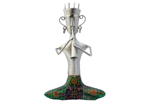 Enticing 1 Pc Metal Decorative Statue Of A Musician In Silver Finish / Ruchi