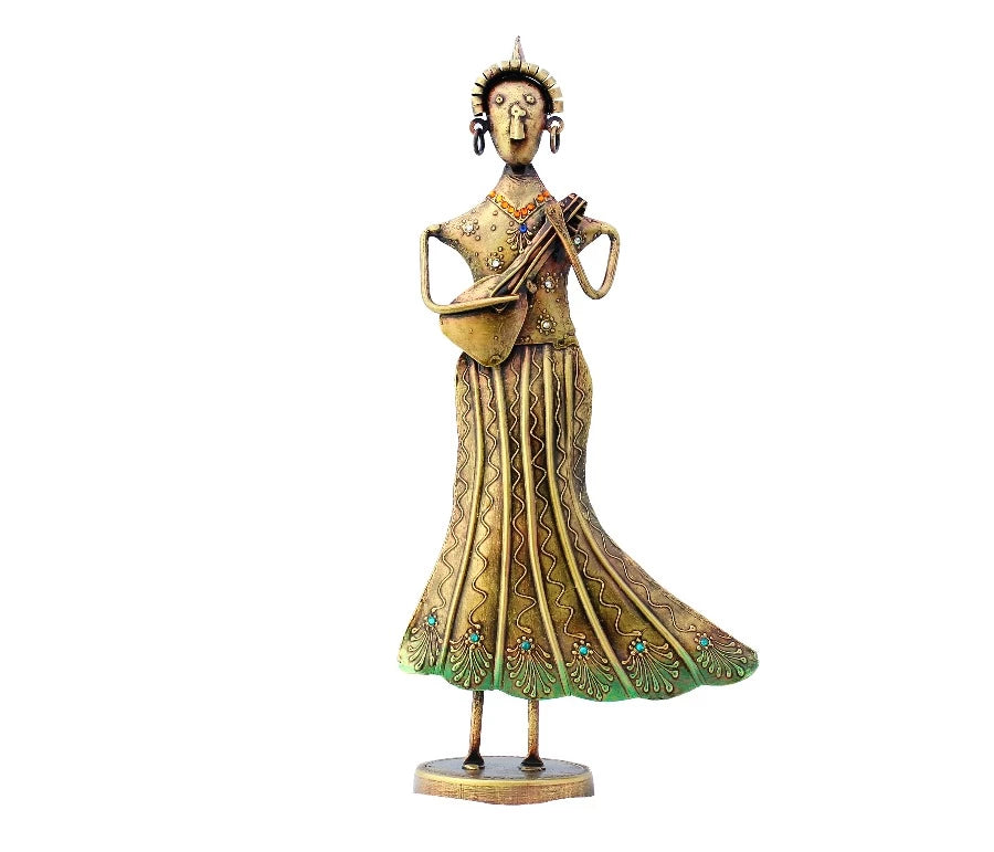 Decorative Classic Metal Statue Playing Musical Instrument With Fine Detailing / Ruchi