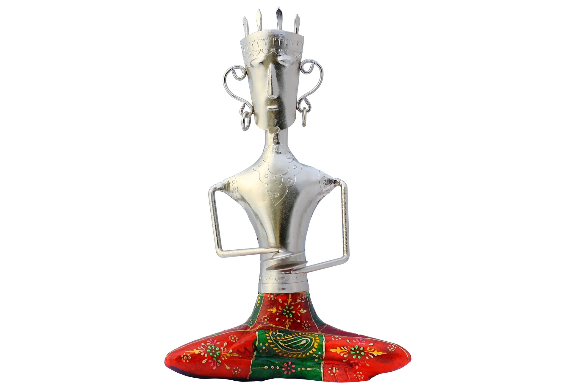 Endearing Metal Decorative Showpiece Of Figurine Playing Khanjani / Ruchi