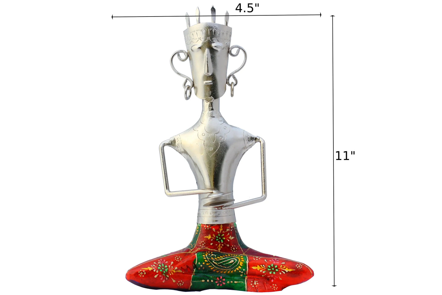 Endearing Metal Decorative Showpiece Of Figurine Playing Khanjani / Ruchi