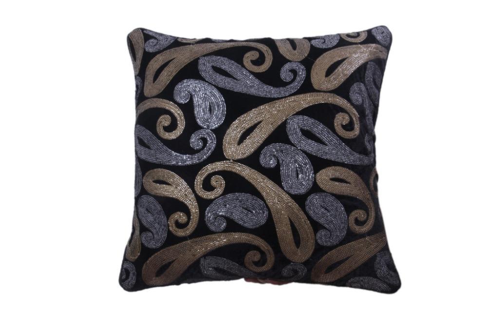 Sumptuous Shiny Thread Work Set Of 5 Velvet Cushion Cover / Ruchi