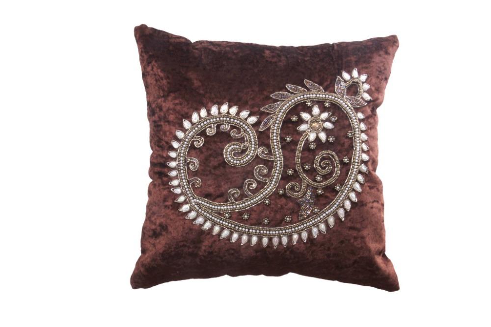 Impressive Artful Hand Embroidered Velvet Cushion Cover / Ruchi
