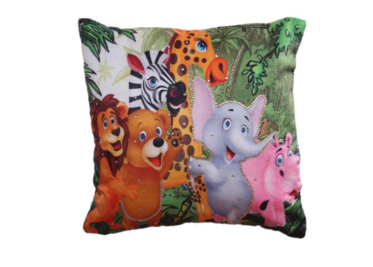 Exclusive Digitally Printed Jungle Theme Cotton Cushion Covers (Set Of 5) / Ruchi