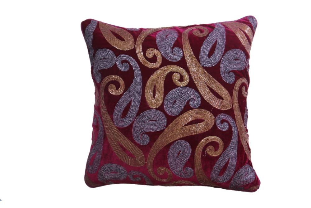 Premium Velvet Fabricated Thread Work Cushion Cover / Ruchi