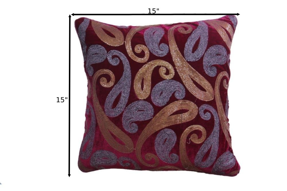 Premium Velvet Fabricated Thread Work Cushion Cover / Ruchi