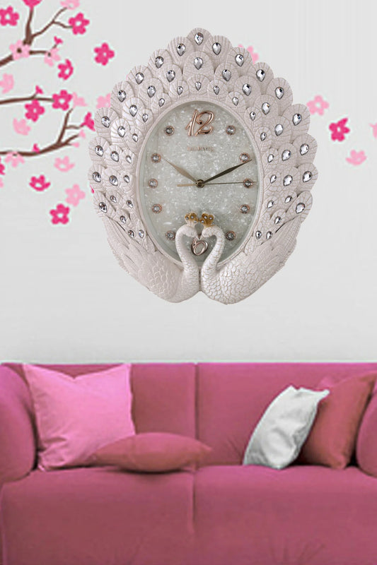 Exquisite Battery Operated Swan Designed Glass Wall Clock / Ruchi