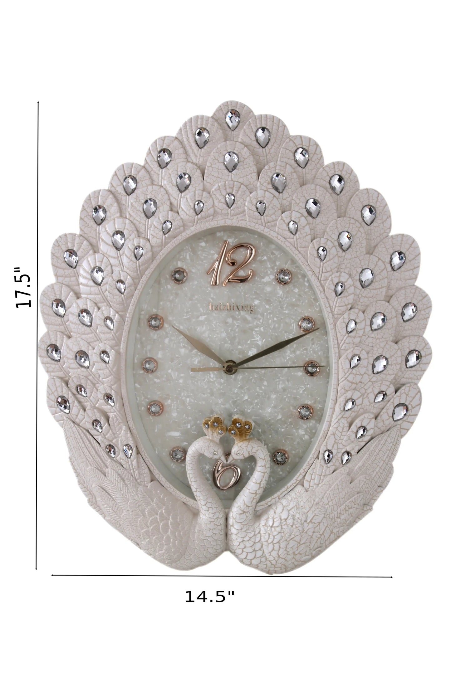 Exquisite Battery Operated Swan Designed Glass Wall Clock / Ruchi