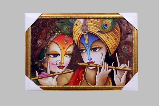 Lustrous Elegant Handcrafted Wall Art Of Radha Krishna / Ruchi