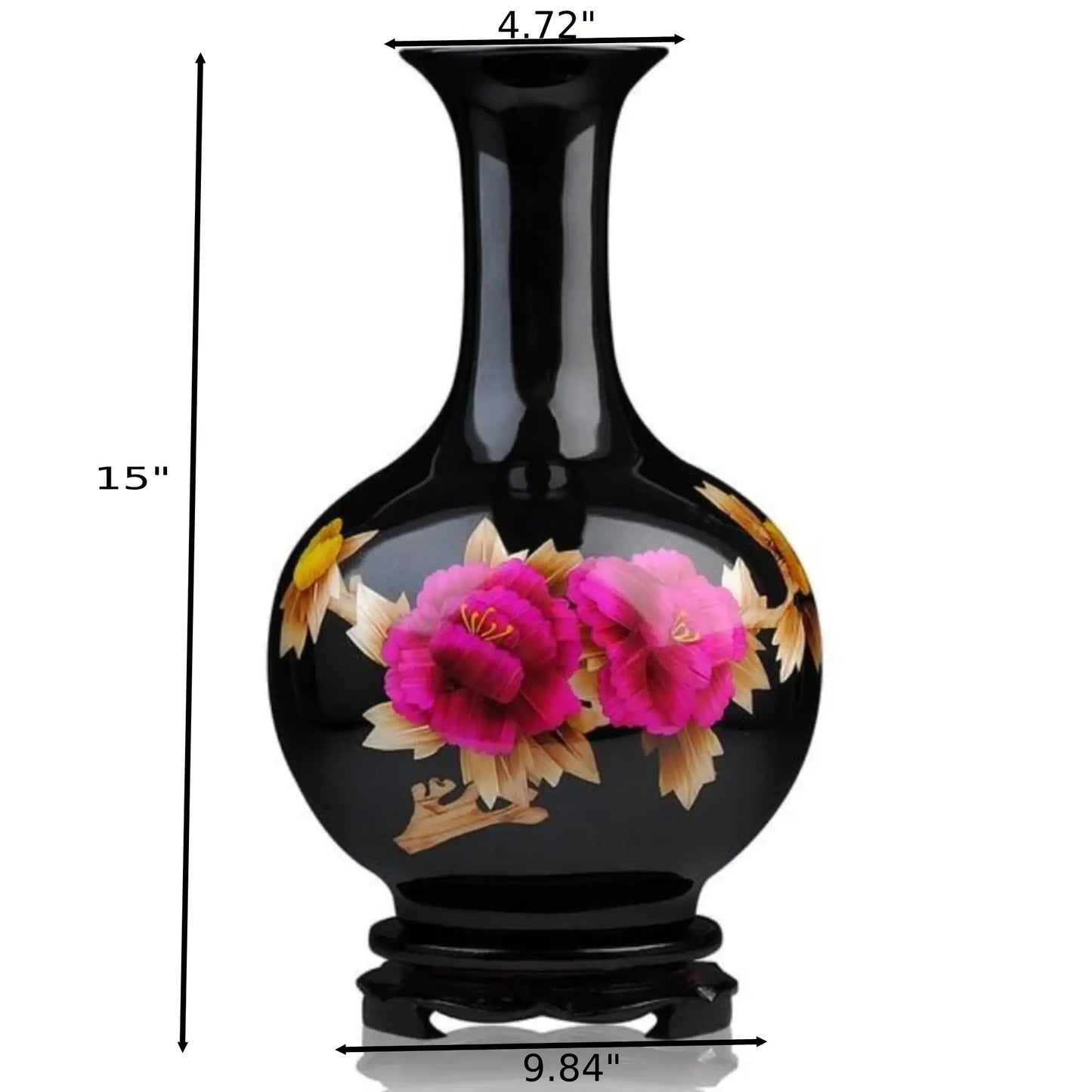 Eye-Catching 1 Pc Red Floral Hand Painted Ceramic Tabletop Vase / Ruchi