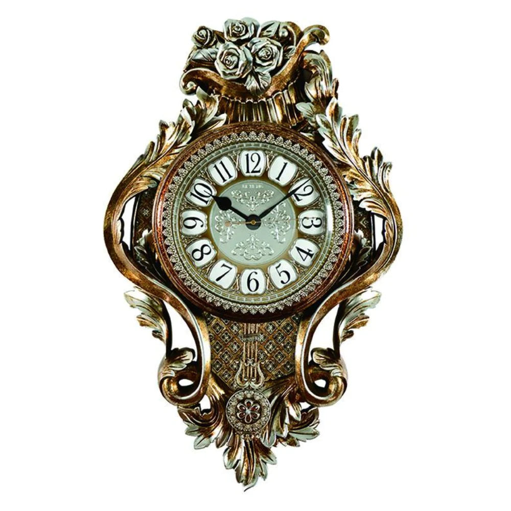 Impressive European Style Gold Polished Metal Wall Clock / Ruchi