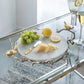 Creative Marble Storage Tray With Irregular Golden Colored Handle / Ruchi