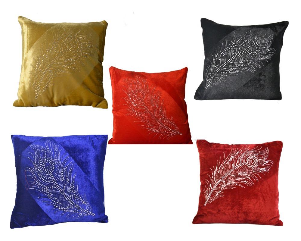 Luxurious Velvet Multi-Colored Cushion Cover Set Of 5  / Ruchi