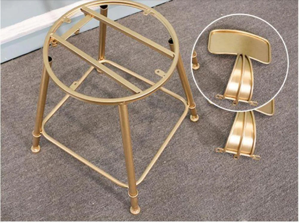 Enthralling Set Of 6 Metal High-Raised Stools With Fabric Upholstery / Ruchi