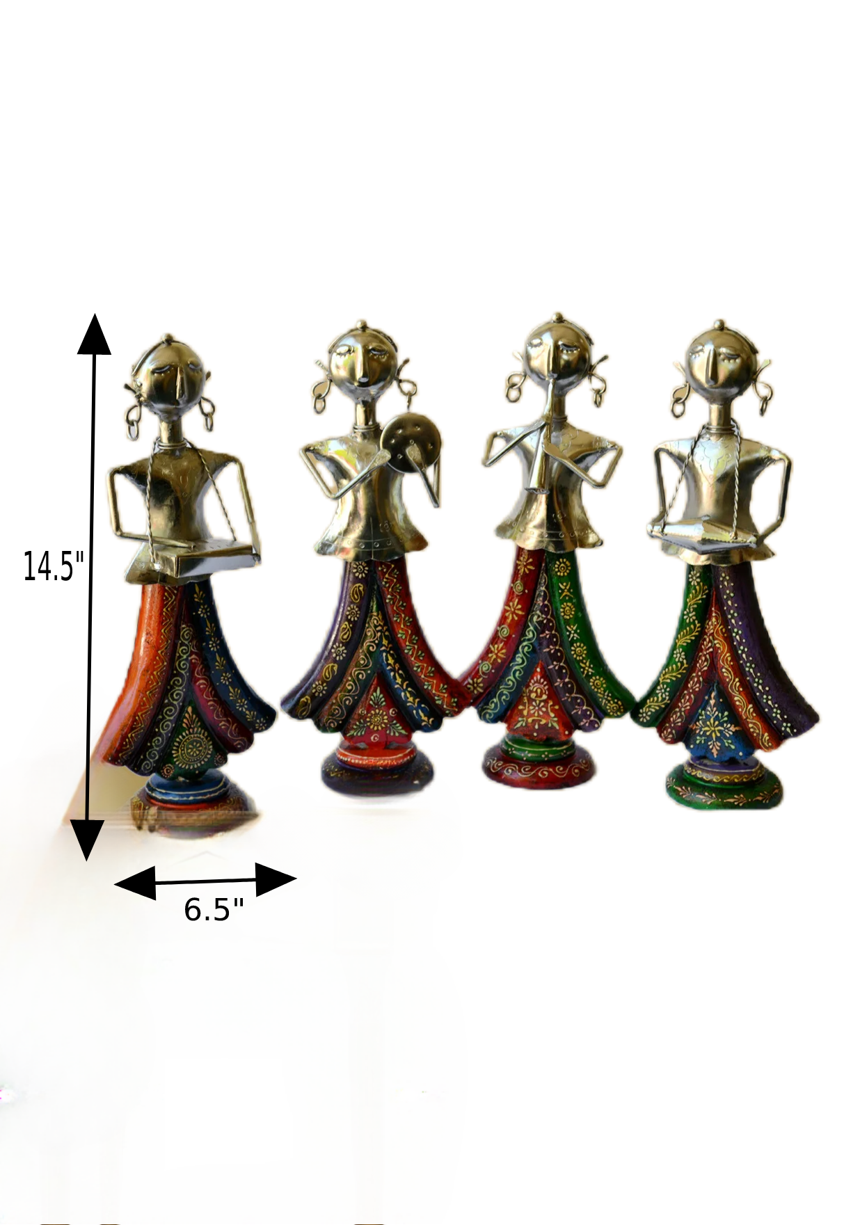 Set Of 4 Amusing Vintage Finish Musician Statue For Home Décor / Ruchi