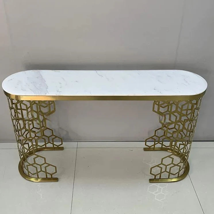 Luxurious Contemporary Metal Console Table With Marble Top / Ruchi