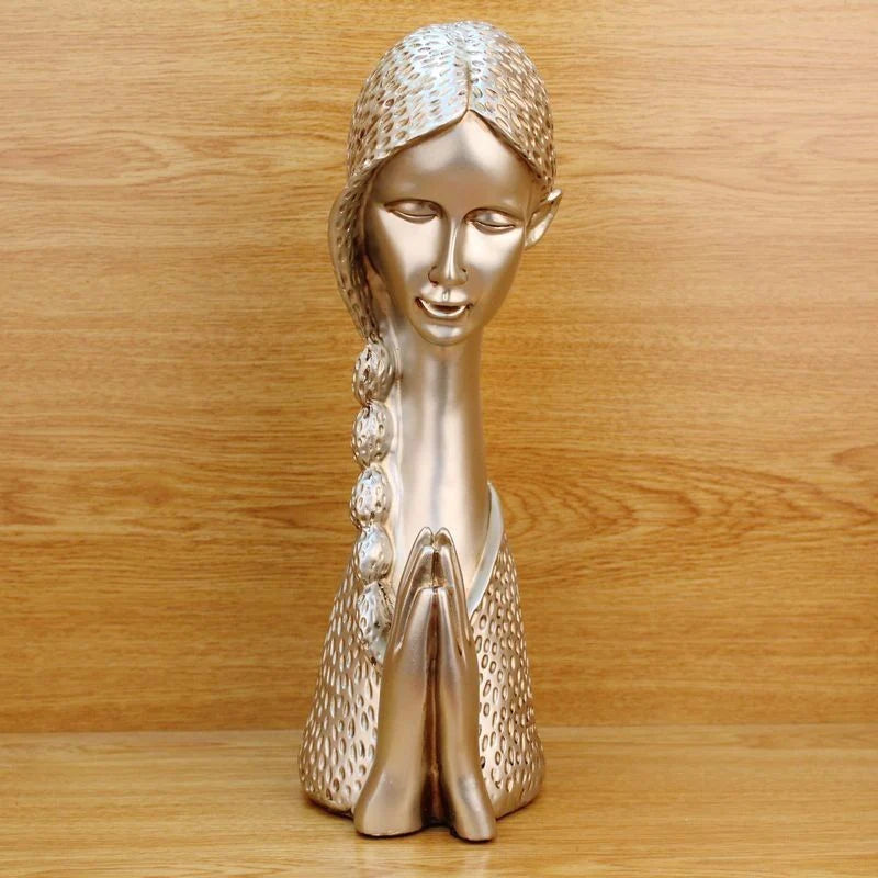 Astonishing Vintage Resin Praying Girl Statue For Decoration / Ruchi
