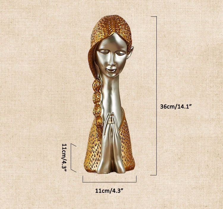 Astonishing Vintage Resin Praying Girl Statue For Decoration / Ruchi