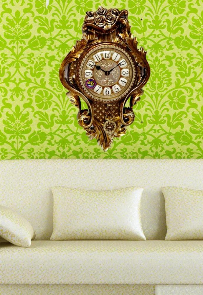 Impressive European Style Gold Polished Metal Wall Clock / Ruchi